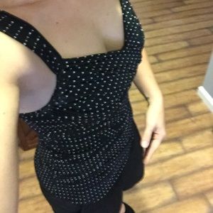 Black white polka dotted tank